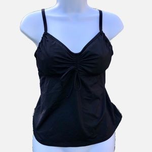 Land's End Black Tankini Swimsuit Bathing Suit Top Vintage S(6)